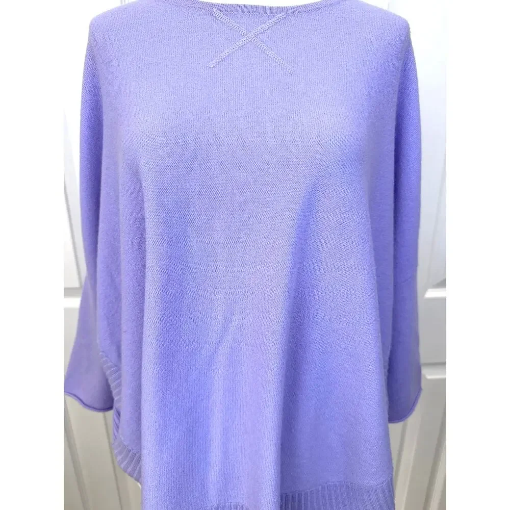 Tyler Boe Cashmere Lavender Oversized Poncho Sweater Soft Knit Size Medium